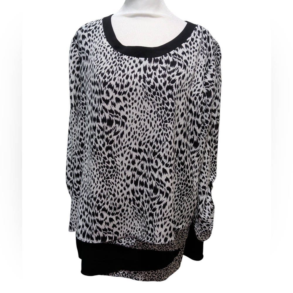 New CJ Banks Animal Print Layers Blouse